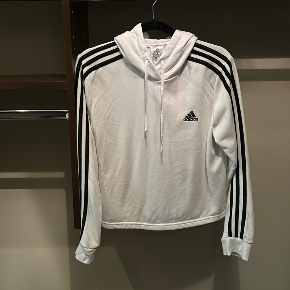 White Cropped Adidas Sweater